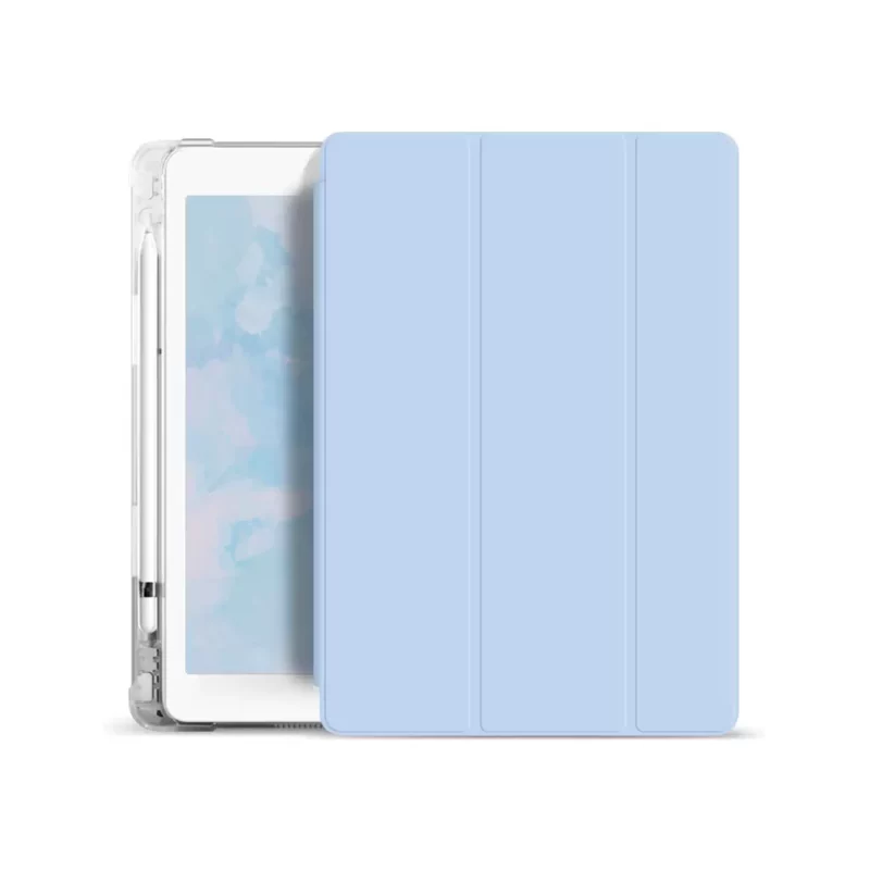 XPRO™ Smart Book tok pencil tartóval és teljesen átlátszó szilikon hátlappal világoskék Apple Ipad 10,2″ 2019 készülékhez