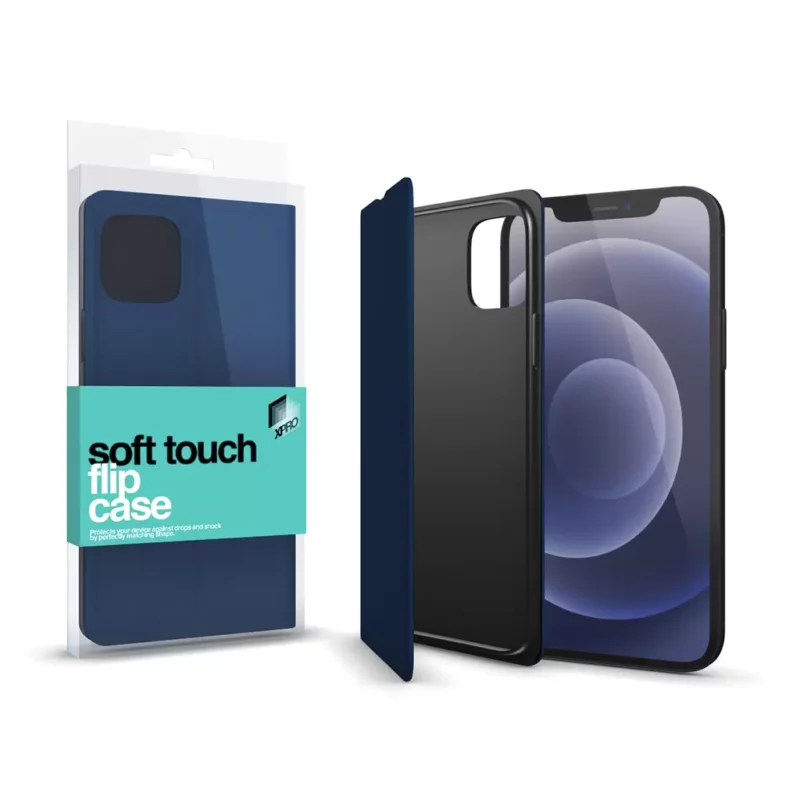 XPRO™ Soft Touch Flip tok sötétkék Samsung Galaxy A20s készülékhez