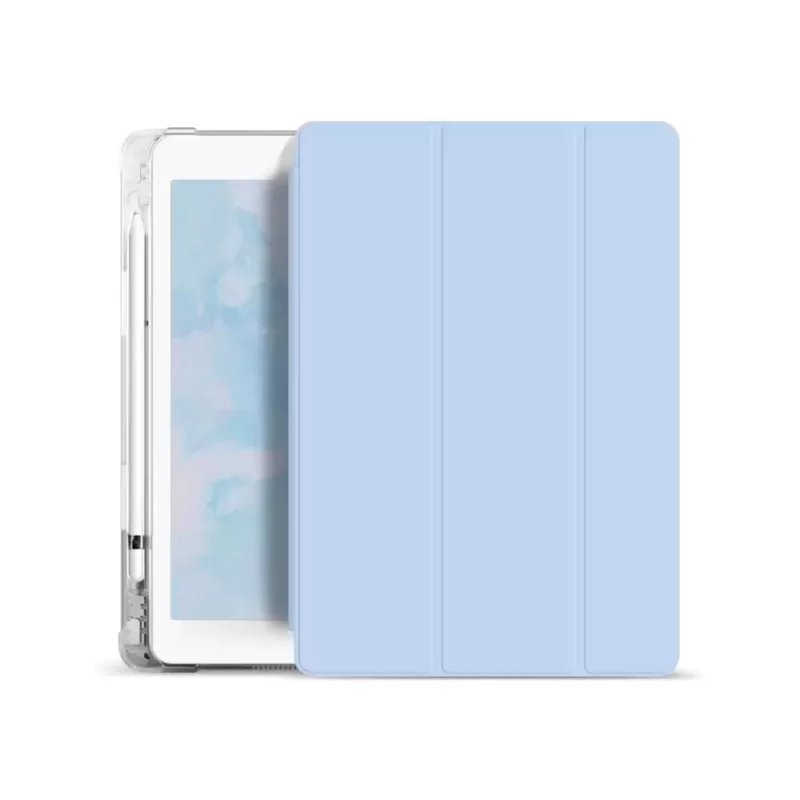 XPRO™ Smart Book tok pencil tartóval és teljesen átlátszó szilikon hátlappal világoskék Apple Ipad 10,9″ (2022) 10. generációs készülékhez