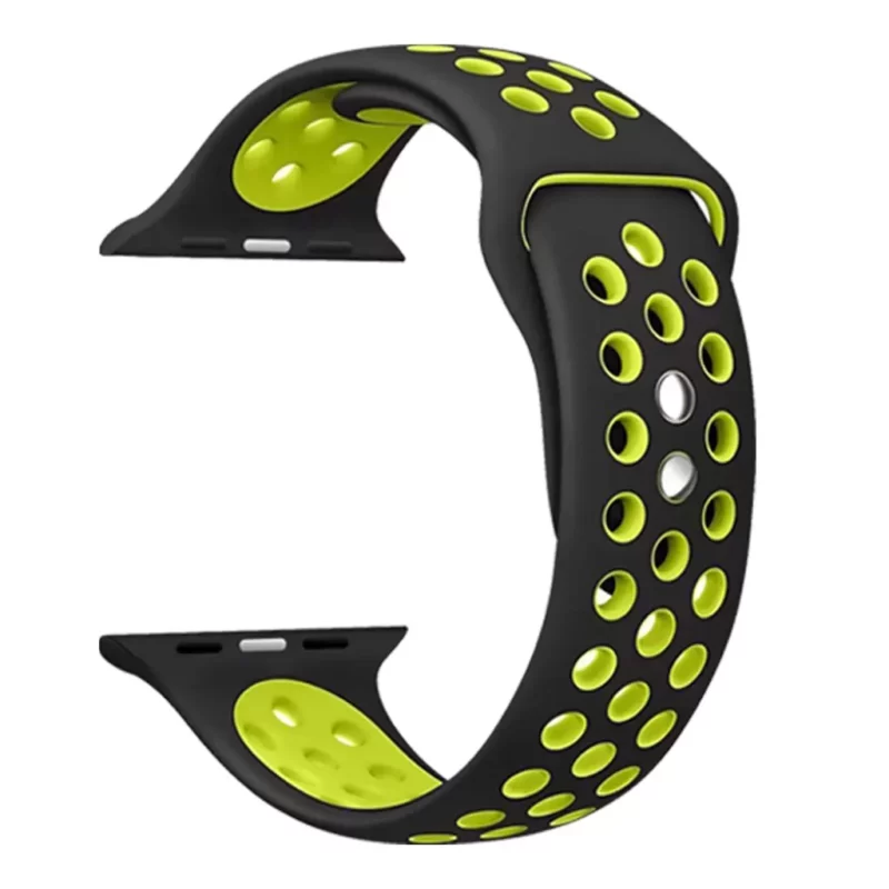XPRO™ Apple Watch lélegző sport szíj Fekete / Zöld Apple Watch 42mm (S1-S3) / 44mm / 45mm / 46mm / 49mm készülékhez