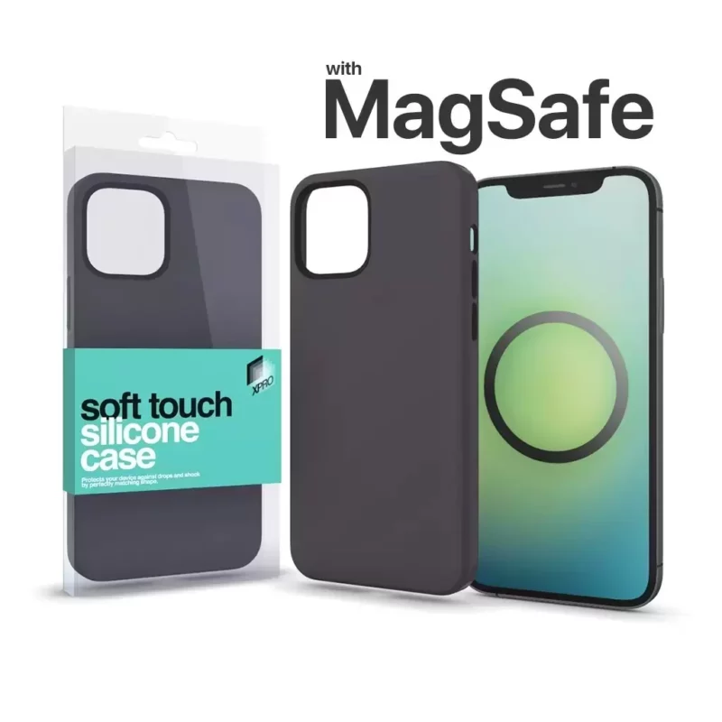 XPRO™ MagSafe rögzítésű Soft Touch Szilikon tok Apple Iphone 15 Pro Max készülékhez – éjfekete