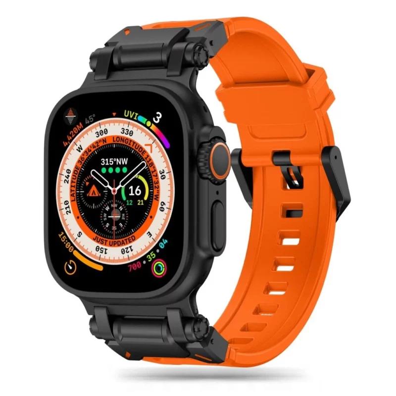 Tech-Protect DELTA PRO óraszíj Narancs / Fekete, Apple Watch 42mm (S1-S3) / 44mm / 45mm / 46mm / 49mm készülékhez