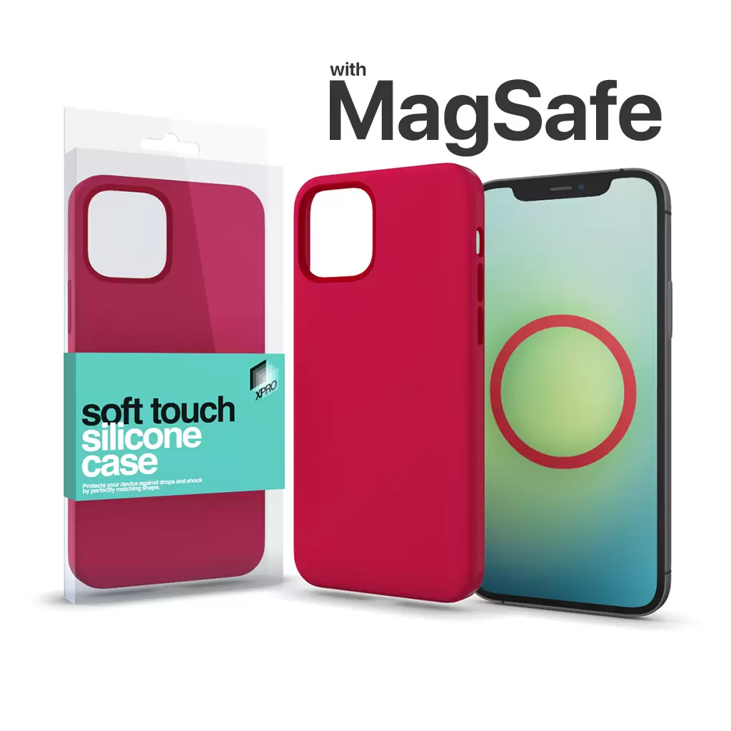 XPRO™ MagSafe rögzítésű Soft Touch Szilikon tok Apple Iphone 13 Pro Max készülékhez – piros