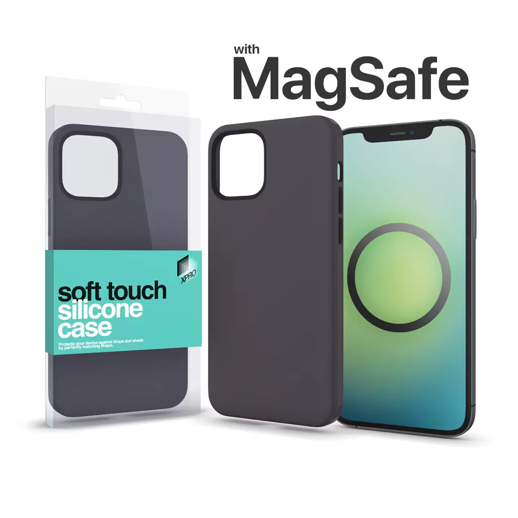 XPRO™ MagSafe rögzítésű Soft Touch Szilikon tok Apple Iphone 13 Mini készülékhez – éjfekete