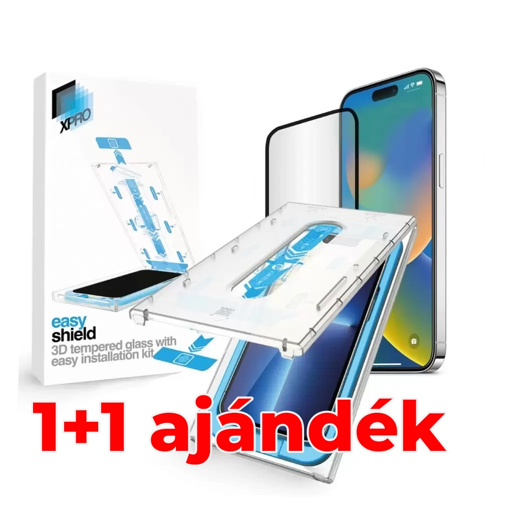 XPRO™ Easy Shield 3D kijelzővédő üveg / üvegfólia, felhelyező készlettel Apple iPhone 15 Pro Max készülékhez