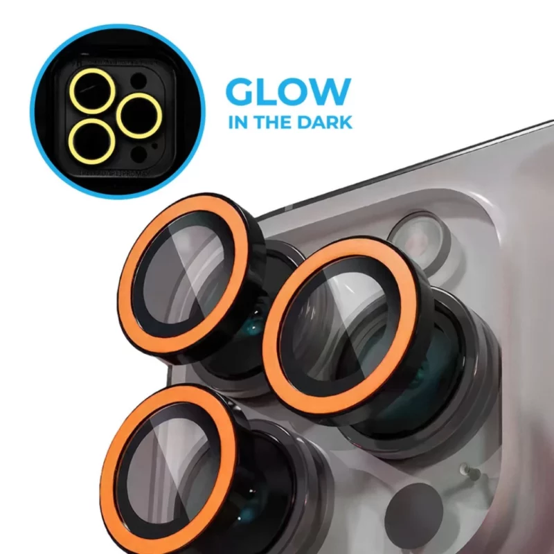 XPRO™ Luminous Prémium Kameravédő Üveg Apple iPhone 15 Pro / Apple iPhone 15 Pro Max készülékhez – Narancs