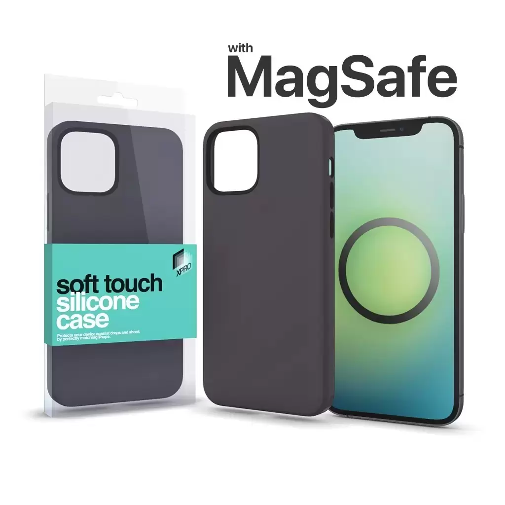 XPRO™ MagSafe rögzítésű Soft Touch Szilikon tok Apple Iphone 15 Pro Max készülékhez – éjfekete