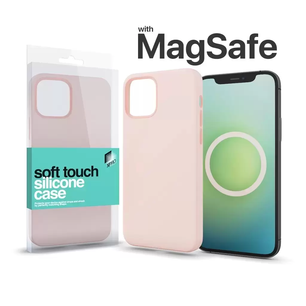 XPRO™ MagSafe rögzítésű Soft Touch Szilikon tok Apple Iphone 15 Pro Max készülékhez – krétarózsaszín