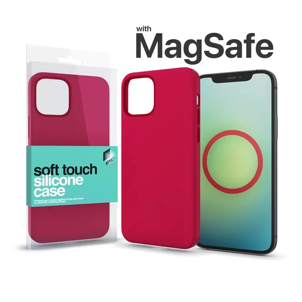 XPRO™ MagSafe rögzítésű Soft Touch Szilikon tok Apple Iphone 15 Pro Max készülékhez – piros