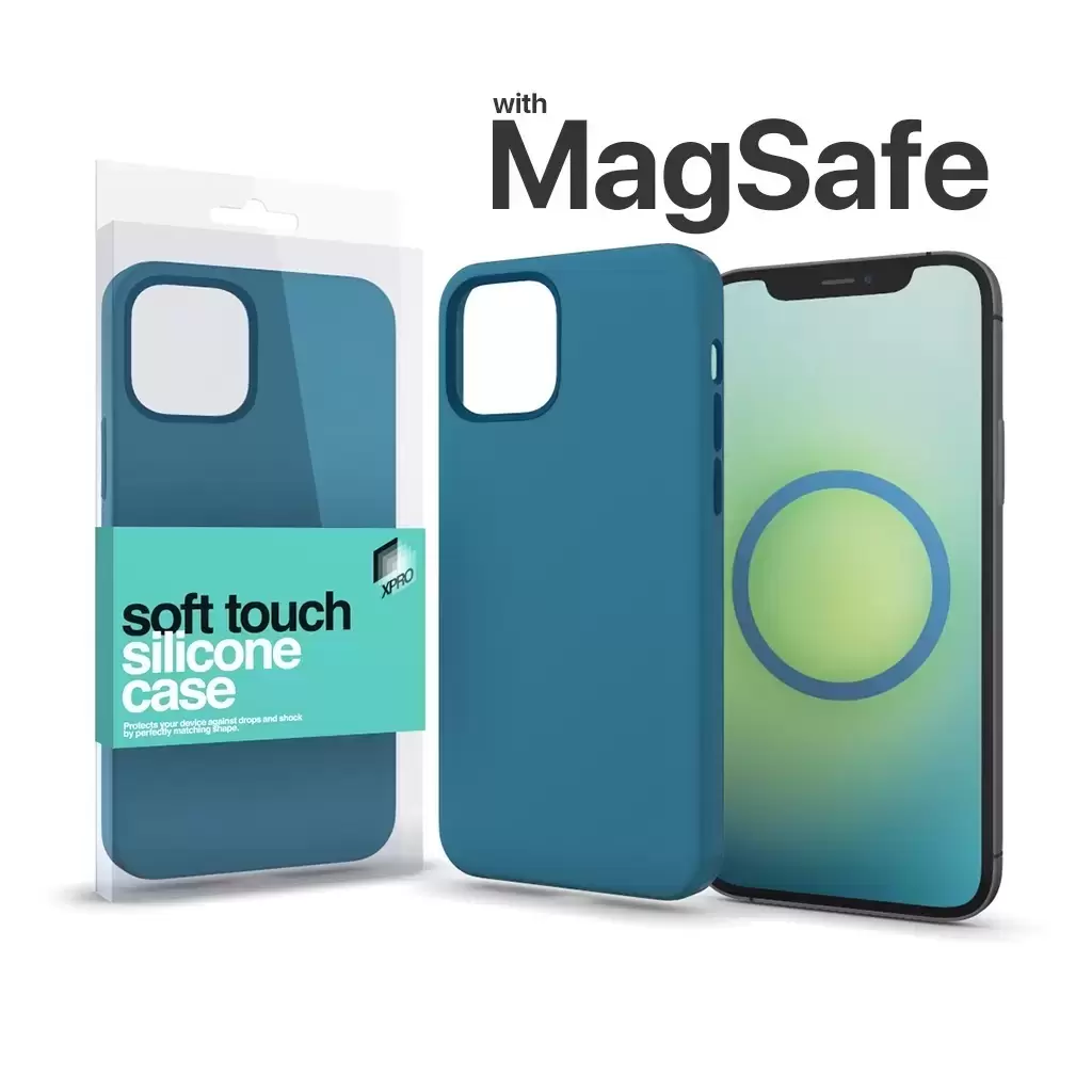 XPRO™ MagSafe rögzítésű Soft Touch Szilikon tok Apple Iphone 15 Pro Max készülékhez – viharkék